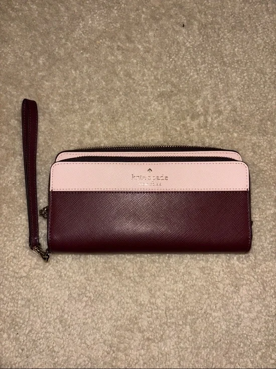 Kate Spade New York Burgundy & Blush Tote Bag + Matching Wallet Set - Picture 9 of 13